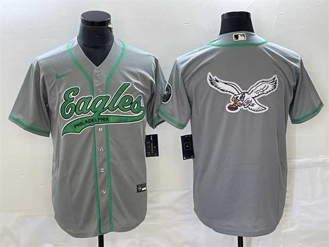 Men's Philadelphia Eagles Gray Team Big Logo Cool Base Stitched Baseball Jersey,We sell and wholesale Men's Philadelphia Eagles Gray Team Big Logo Cool Base Stitched Baseball Jersey on line form chian!